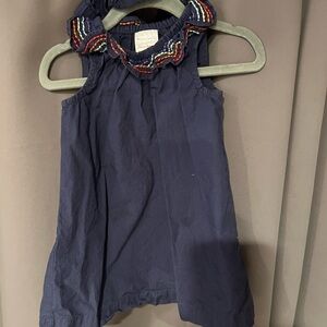 Hanna Andersson Navy Dress with Multicolor Embroidery